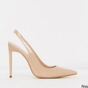 Aldo Patent Nude High Heel Slingback Sandals, 7